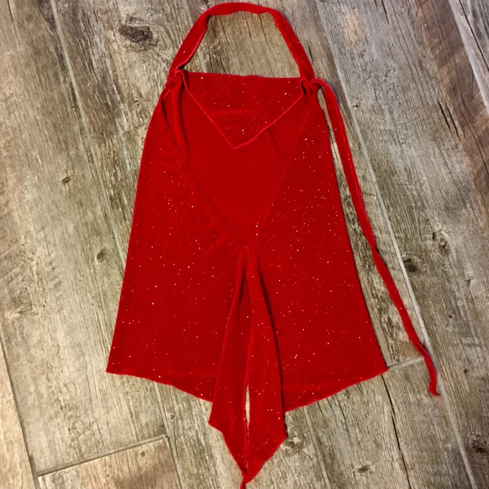 Sparkling Red Halter Top With Open Back - image 2